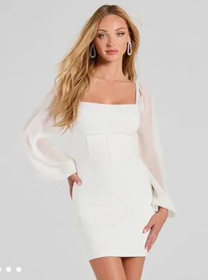 Windsor White Long Sleeve Mini Dress thumbnail 1