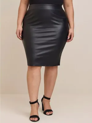Torrid M-L Size 10 Black Faux Leather High Waist Pencil Skirt NWT 00 NEW thumbnail 3