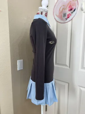 Chin Studio gray and blue y2k mini dress size M thumbnail 3