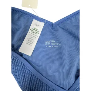 Aerie Real Good Cheeky Bikini Bottom Blue Tie Dye Smocked V-Front Swim XS NEW‎ thumbnail 3