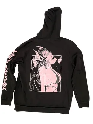 Spencer’s black "SUBubus" hoodie with pink anime-style graphic on the back thumbnail 5