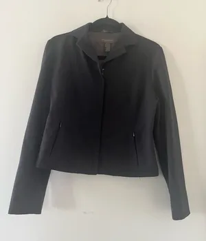 Vintage 90s Banana Republic Gray Wool Zip Up Blazer Jacket Small Career Preppy thumbnail 1