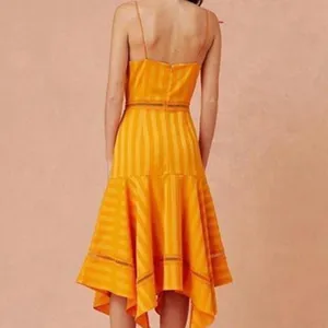 Keepsake the Label Arrows Midi Dress Orange Asymmetrical Hem Strappy Summer M thumbnail 3