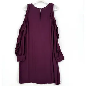 YYoung Fabulous and Broke Kaitlin Ruffle Cold Shoulder Cutouts Dress Plum Size L thumbnail 4