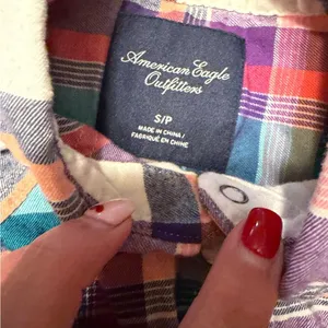 American Eagle Plaid Snap Button Shirt Size Small Cotton thumbnail 2
