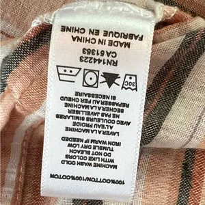 Anthropologie Bishop + Young Coastal Boho Striped Cotton Blouse Orange Cream M thumbnail 6