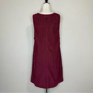 Blue J. 100% Cotton Corduroy Burgundy Button Down Sleeveless Dress thumbnail 7