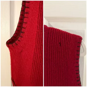 Woolrich Red 100% Wool Crochet Zipper Vest Medium thumbnail 6