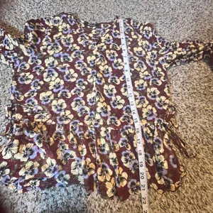 Madewell Floral Print Long Sleeve Peasant Top‎ Burgundy Pansy Motif Size Small thumbnail 9