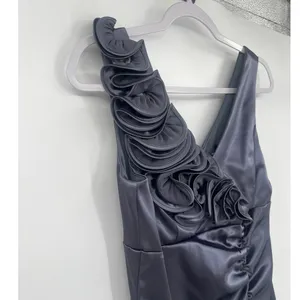 Betsy & Adam Satin Cocktail Dress Sz 6 Y2K Mob Wife USA Rosette Ruched Wedding thumbnail 4