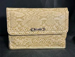 Gold Snakeskin Embossed Women’s Clutch Bag thumbnail 1