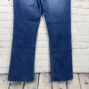 Kancan Women Size 31 Bootcut Crop Jeans Distressed Mid Rise Medium‎ Wash Raw Hem thumbnail 6