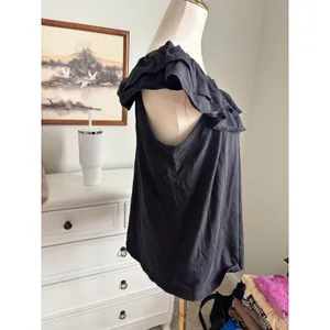 Route‎ 66 Black Ruffle Neck Top XL Vintage Y2K Boho Flutter Sleeve Cotton Blend thumbnail 3