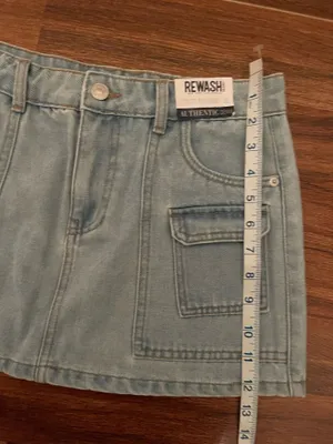Rewash Light Blue Mini Skirt with Utility Pockets  thumbnail 9