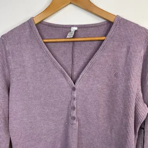 Zyia Dont Wake Me Up Lilac Purple Thermal Waffle Knit Lounge Sleep Top XL new thumbnail 3