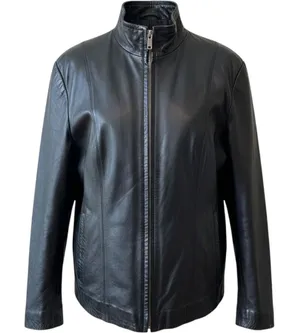 Van Heusen Women Leather Jacket XL Black Zip Up Mock Neck Moto Minimalist Moto thumbnail 1
