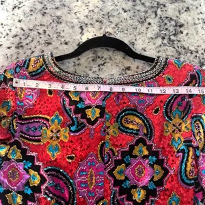 Oleg Cassini Black Tie Vintage Red Paisley beaded sequin Dress SILK AMAZING SZ 6 thumbnail 13