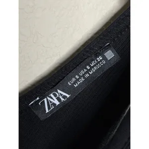 Zara Black Mixed Media Ribbed Cotton Poplin Tank Midi Dress Small thumbnail 4