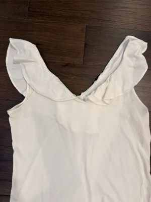 Lilly Pulitzer White Ruffle Shoulder Tank Size Small - C58-012 thumbnail 4