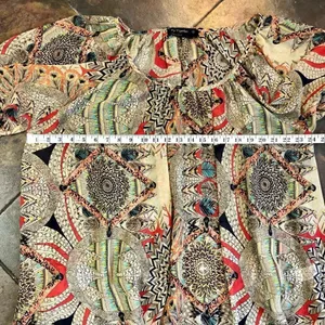 By Together Sheer Pull On Multicolor Blouse Lace Sleeve Trim Size Large thumbnail 4