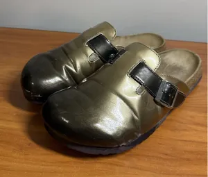 Betula by Birkenstock Womens Patent Leather Mules Shoes Gold Ombre EU 41 US 10 thumbnail 1