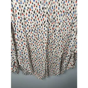 Maeve Anthropologie 12 Womens Top Lightweight Long Sleeve Button V-Neck Tab‎ thumbnail 14