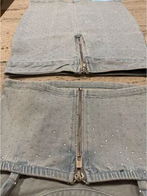 NanaMacs Denim Rhinestone Skirt Set thumbnail 5