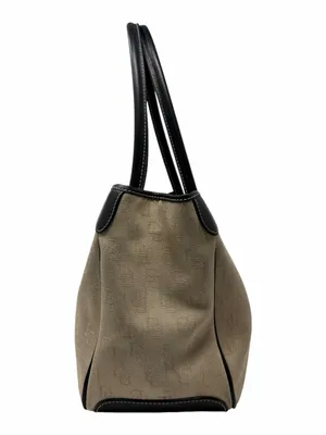 Dooney & Bourke Monogram Canvas Tote Bag Beige Black Leather Shoulder Bag thumbnail 5
