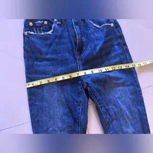 Pistola baggy jeans, dark denim, distressed high waist zip bottom size 23 thumbnail 14