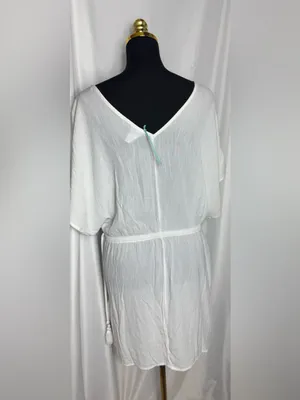 Kona Sol White Embroidered V-Neck Swim beach Cover-Up Tunic Large NWOT thumbnail 9