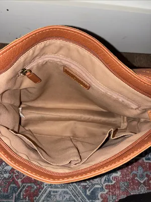 The Sak Tan Light Brown Tooled Leather Shoulder Bag Purse thumbnail 7