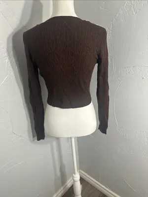 Garage Brown V-Neck Stripe Sweater thumbnail 8