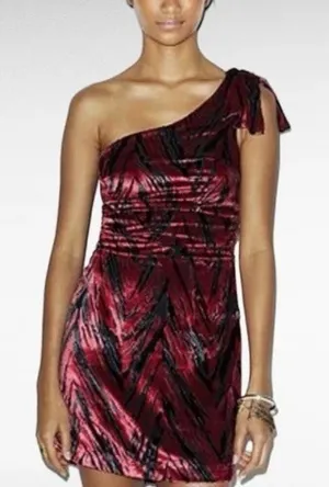 UO‎ L Large Velvet Burnout Dress One Shoulder Y2K Whimsy Goth Silence + Noise thumbnail 1