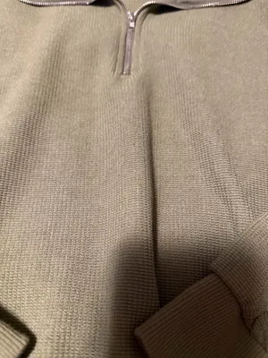 SHEIN Olive waffle knit Half-Zip Pullover Sweatshirt thumbnail 3