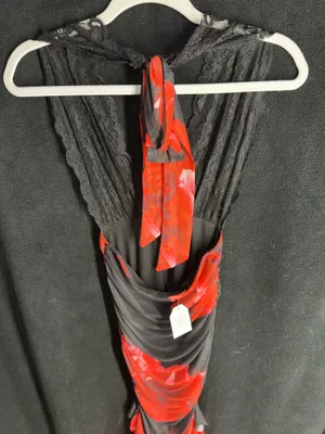 Boutique Red and Black floral halter maxi dress thumbnail 8
