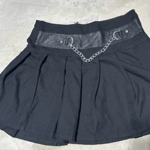 Royal Bones Black Chain Pleated Mini Skirt Punk Goth Y2K Emo Grunge Alt SZ M thumbnail 3