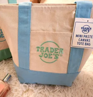 Trader Joe's Mini Canvas Tote Bag Blue thumbnail 1