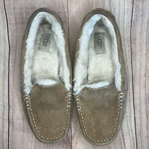 UGG slippers shoes Womens 8 beige Ansley chestnut moccasin house shoe comfort thumbnail 4