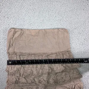 Tiered Ruffle Mini Skirt Women XS Taupe Brown Eyelet Lace Boho Coastal Fairy y2k thumbnail 4