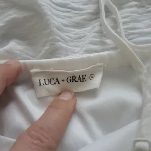 Luca +Grae White Ruffled Strap Crop  Jumpsuit Size Medium thumbnail 2