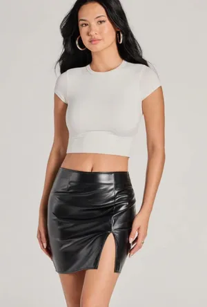 Black Leather Mini Skirt thumbnail 1