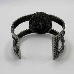 Boho Geometric Wide Cuff‎ Bracelet Adjustable Abstract Silver Tone Hippie Chic thumbnail 4