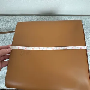 Made in Italy Cognac Leather Structured Tote Bucket Bag Purse Minimalist Classic thumbnail 8