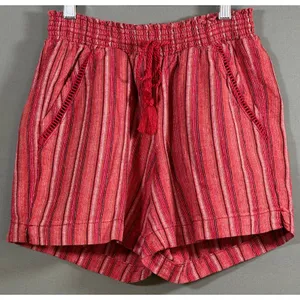 Briggs Linen Blend Shorts Womens XS Red Striped Elastic Waist Drawstring thumbnail 3