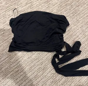Lioness Black Strapless Wrap Crop Top thumbnail 1
