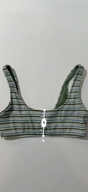 L.A. Hearts PacSun Ribbed Green Blue Striped Scoop Neck Bikini Top thumbnail 5
