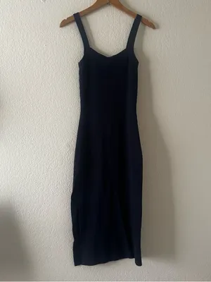 Aritzia Babaton Ribbed Navy Midi Dress thumbnail 4