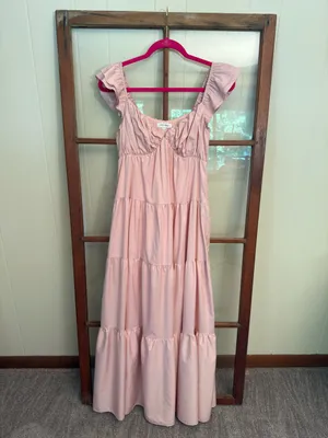 Vici Tru Tiered Ruffle Maxi Dress Flowy Light Pink Peach Size XS Feminine thumbnail 5