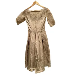Vintage Inspired Lace Tea Length Dress Bateau‎ Neck Bridal Cocktail XXS thumbnail 2