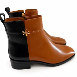 TORY BURCH EVERLY FLAT BOOTS brown black calf leather chelsea size 5 $598 NEW thumbnail 1
